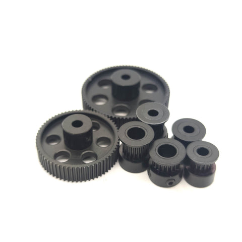 For Voron 3D Printer Black Anodized GT2 Pulleys 16, 20, 64 and 80 Teeth for 6/9mm Wide Belt