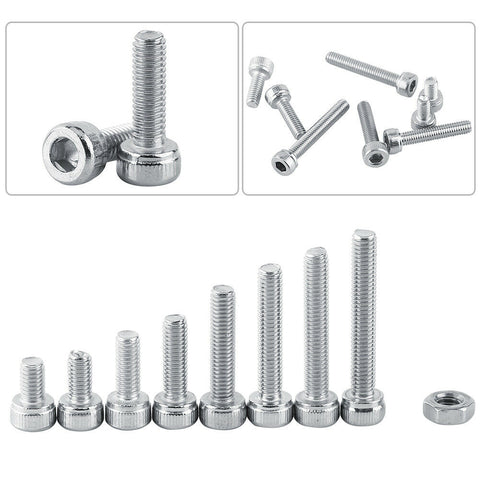 M3 Stainless Steel SS304 Hex Socket Cap Head Screws Bolts Nuts Assortment